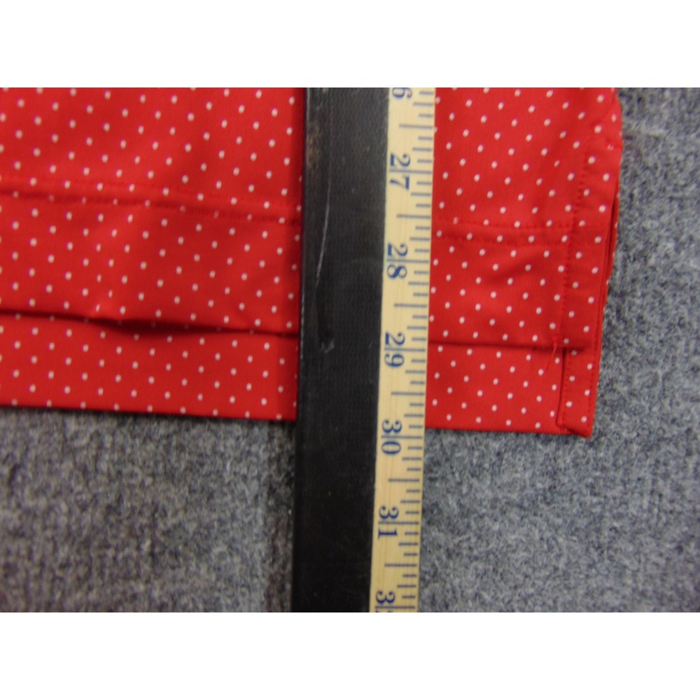 FootJoy Polo Shirt Mens Medium Red Polka Dot Performance Golf Short Sleeve - Picture 6 of 9